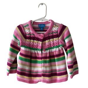 The Children's Place Knitted Striped Button Up Cardigan- Size 18m